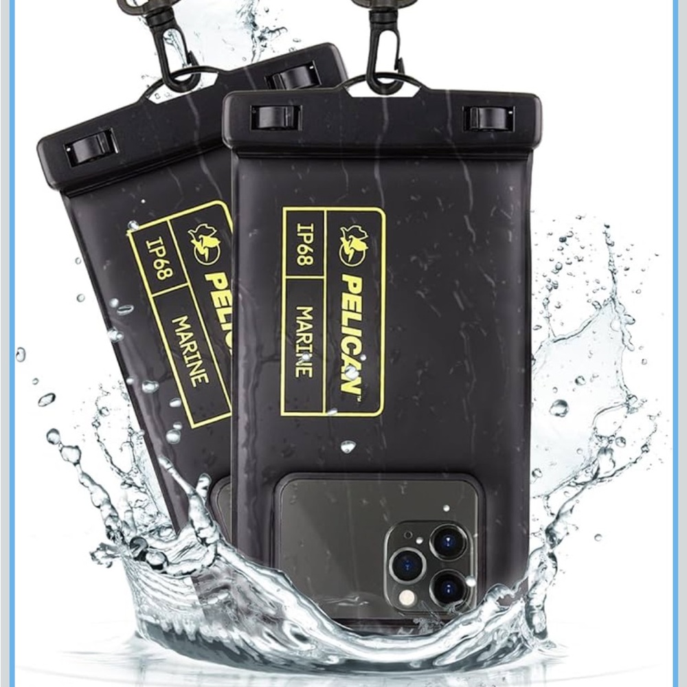 Pelican Marine Waterproof Phone Cases. Works w/ all phones. 2 pack.